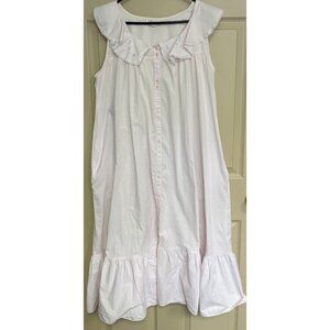 Vintage Ashley Taylor Women's 100% Cotton Sleeveless Pink Nightgown Lace Trim L
